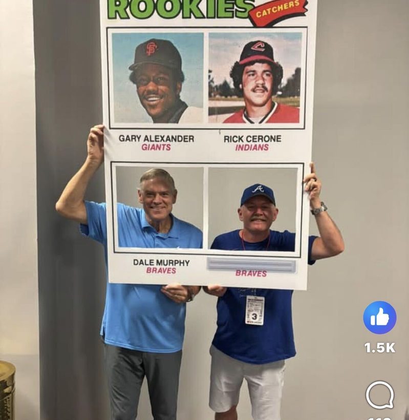 Dale Murphy and a fan holding a baseball-card display, from Larry Gann's post