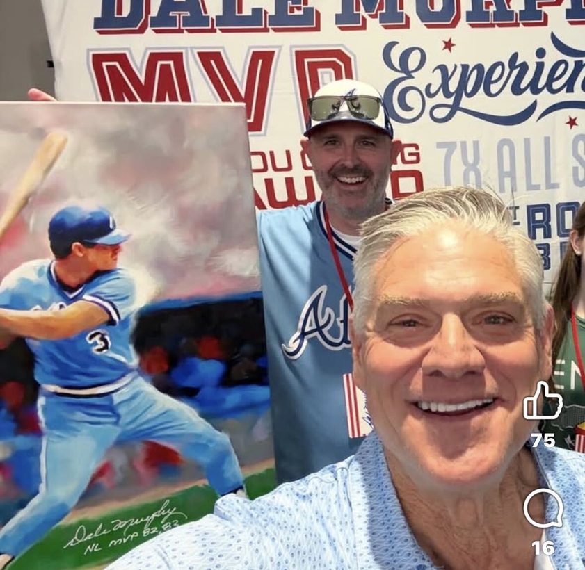 Steven Lester with Dale Murphy and a signed painting